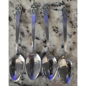 Rogers International DORIC Stainless 4 TeaSpoons.